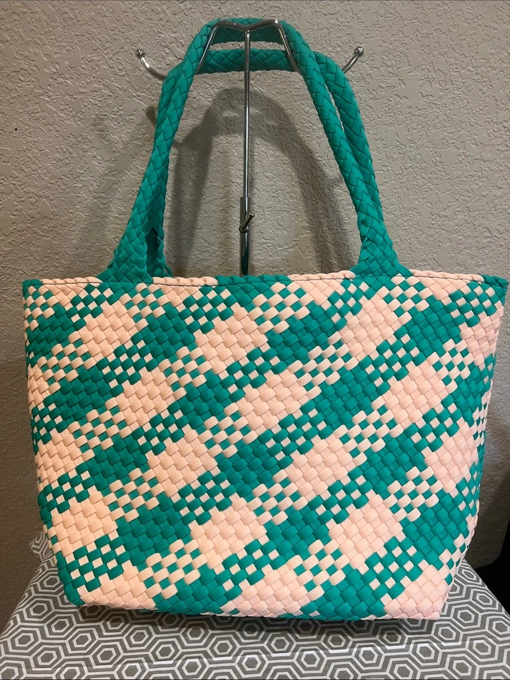 Wildfox Vert/Green (teal/peach)Woven Tote Bag